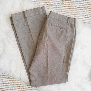 OLD NAVY LINEN BLEND WIDE LEG TROUSER PANTS CUFFED STRETCH TAN SZ 10